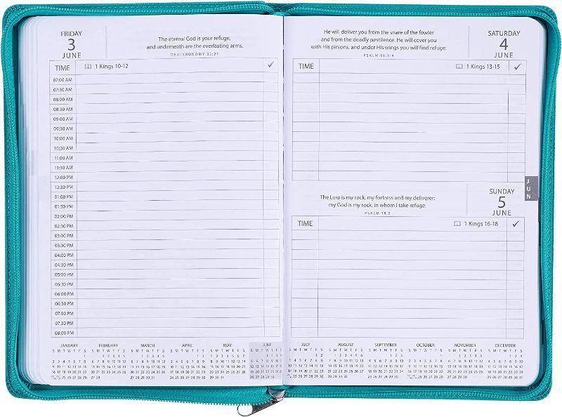 Photo 1 of Christian Art Gifts 2022 Executive Planner w/Scripture It is Well with My Soul Personal Organizer w/Daily Weekly Agenda Calendar, Faux Leather, Zipper Closure, Teal
