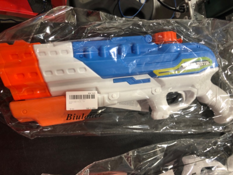 Photo 1 of Biulotter Water Guns for Kids Adults, 4 Nozzles 1200cc Water Gun Pistol Squirt Gun for Water Fight Swimming Beach Water Toy 30-35 Feet Shooting Range for Kid&Adult
