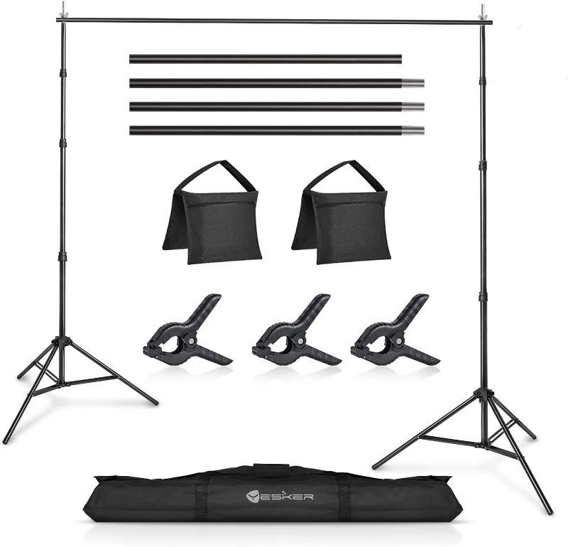 Photo 1 of Yesker 10 X 10 ft Photo Video Studio Background Support Stand, Adjustable Heavy Duty Photography Backdrop Support System Kit for Photoshoot Party Video Creator
