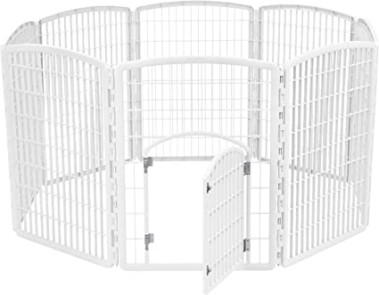 Photo 1 of IRIS USA Puppy Playpen Dog Playpen Fence Enclosure with Dog Gate Door - Indoor Pet Playpen - 8 Panel
