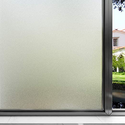 Photo 1 of Aniboo Privacy Window Film Frosted Glass Window Film Static Cling Window Film Sun UV Blocking Window Film Non-Adhesive Opaque Window Film Window Covering Film for Home Shower Office 35.4”×118”
