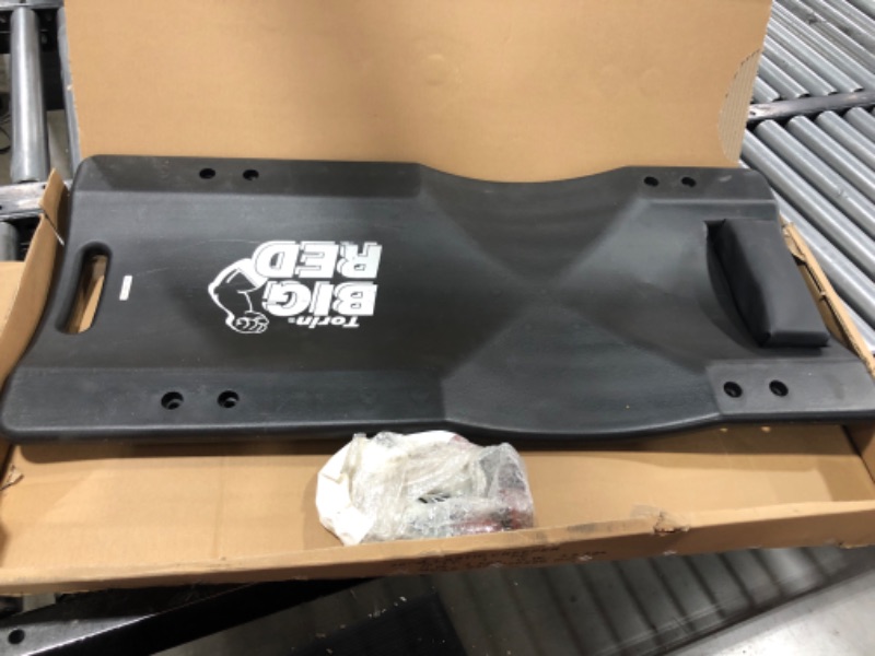 Photo 1 of Torin ATRP6240B Blow Molded Plastic Rolling Garage/Shop Creeper: 40" Mechanic Cart with Padded Headrest, Dual Tool Trays and 6 Casters, Black