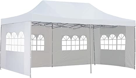 Photo 1 of 10x20 Ft Pop up Canopy Party Wedding Gazebo Tent Shelter with 4 Removable Side Walls White
