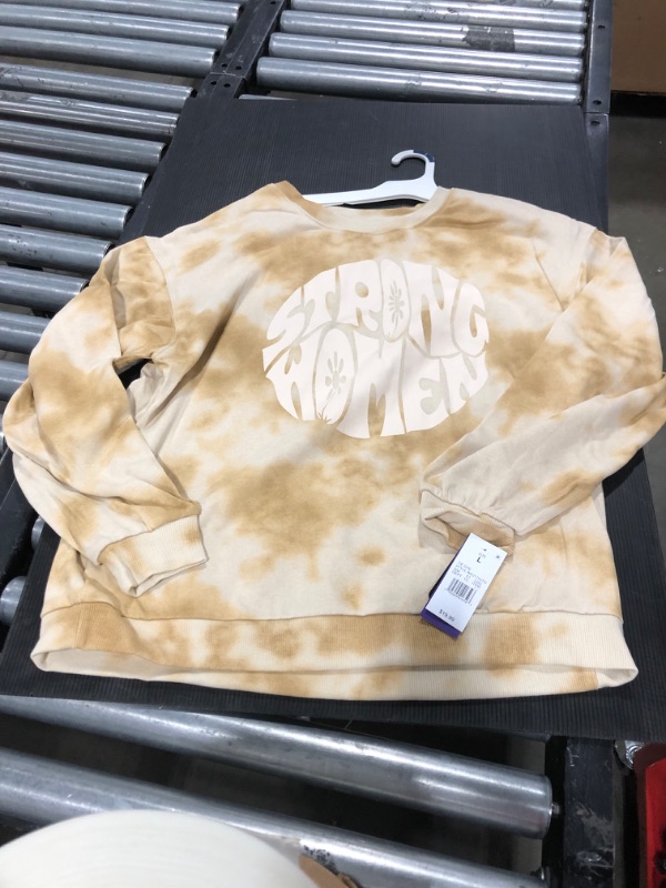 Photo 2 of LARGE Isaac Morris brown & tan tie dye womens sweatshirt "strong women"