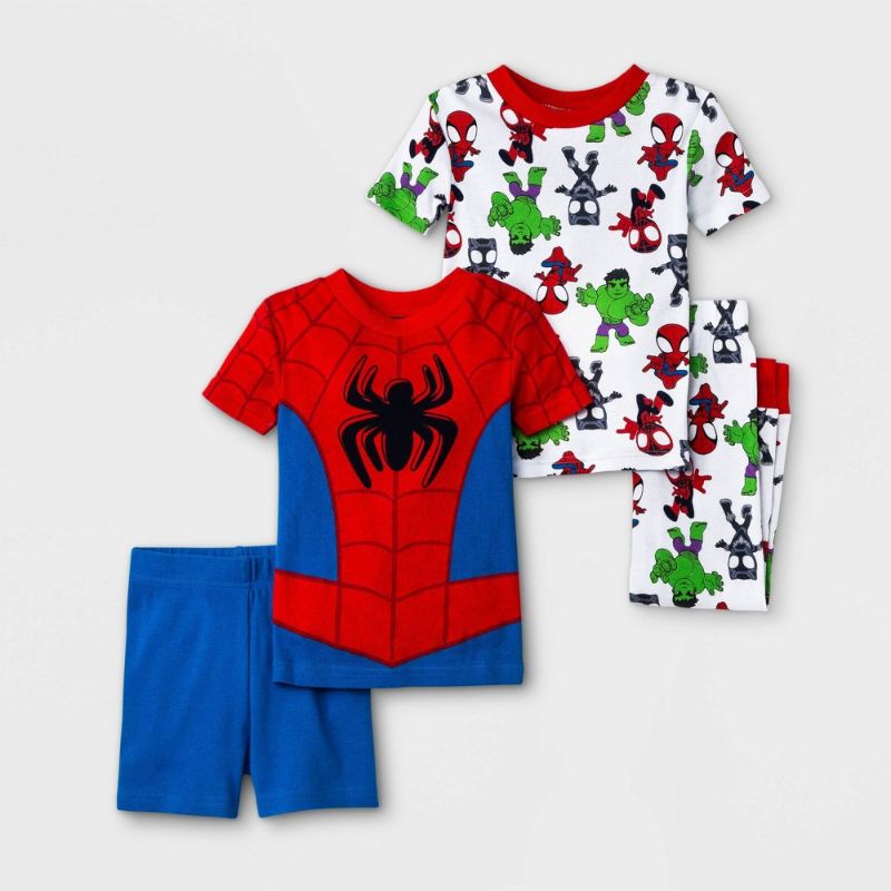 Photo 1 of 4T Toddler Boys' 4pc Marvel Spider-Man Short Sleeve Snug Fit Pajama Set -
