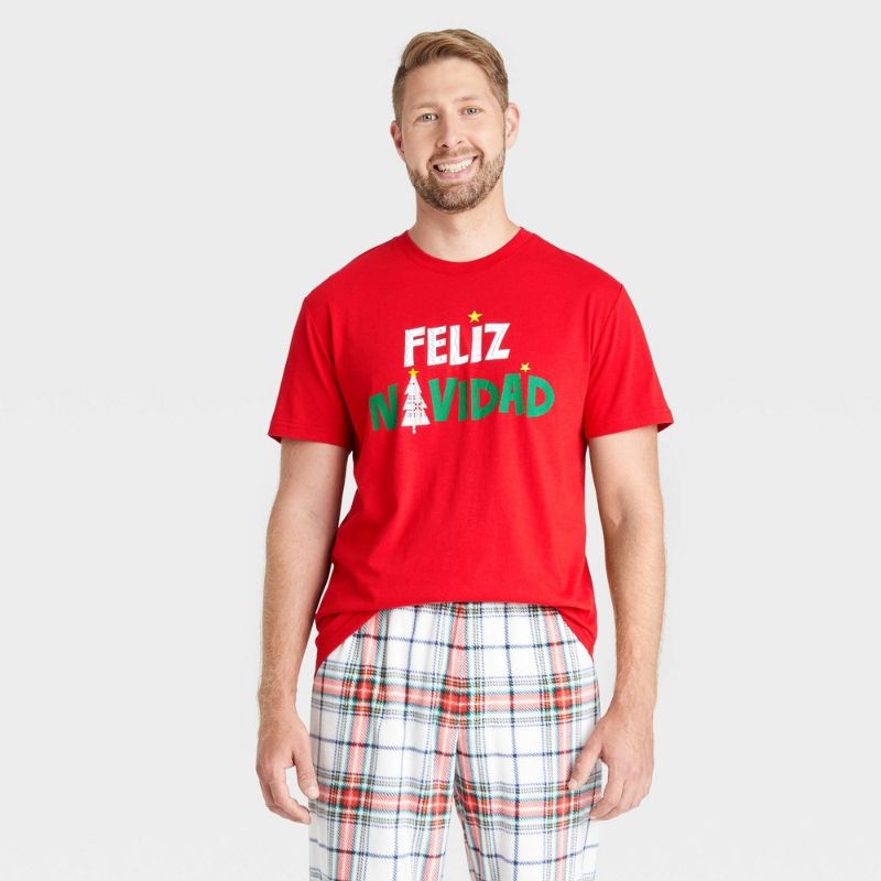 Photo 1 of LARGE Men's Feliz Navidad Holiday Pajama T-Shirt