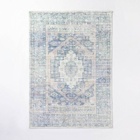 Photo 1 of 5'x7' Brighton Distressed Vintage Persian Rug Light Blue - Threshold™ designed with Studio McGee

