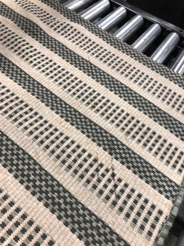 Photo 3 of 5' X 7' Powerloom Stripe Outdoor Rug Sage/Charcoal Gray - Threshold™ Designed with Studio McGee
