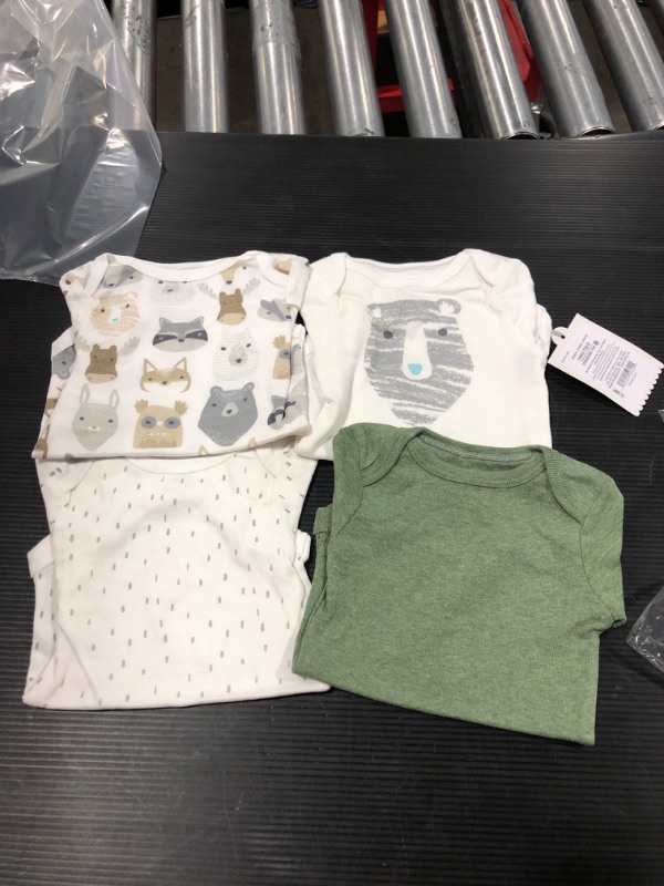 Photo 2 of SIZE 0-3M 4pk Baby Boys' Little Cub Short Sleeve Bodysuit - Cloud Island™ Olive Green/White
