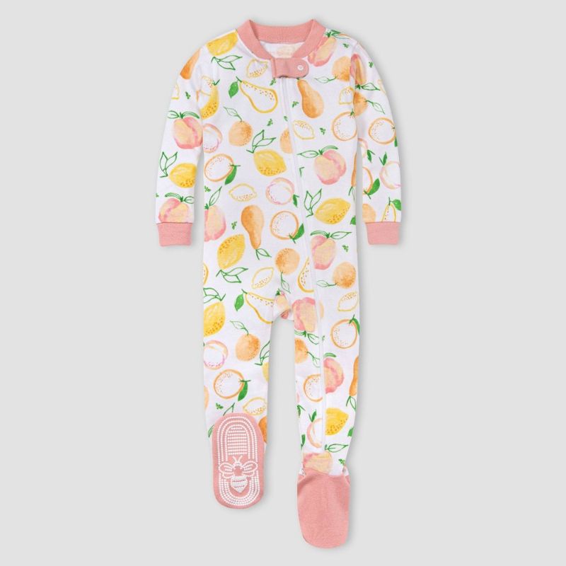 Photo 1 of 9 MONTHS Burt's Bees Baby® Baby Girls' 2pc Fruit Print Snug Fit Footed Pajama