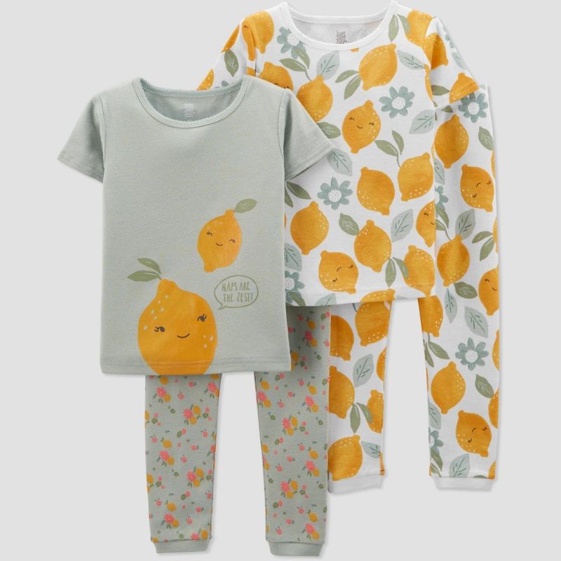 Photo 1 of 4T Toddler Girls' 4pc Lemons Snug Fit Pajama Set - Just One You® Made by Carter's
