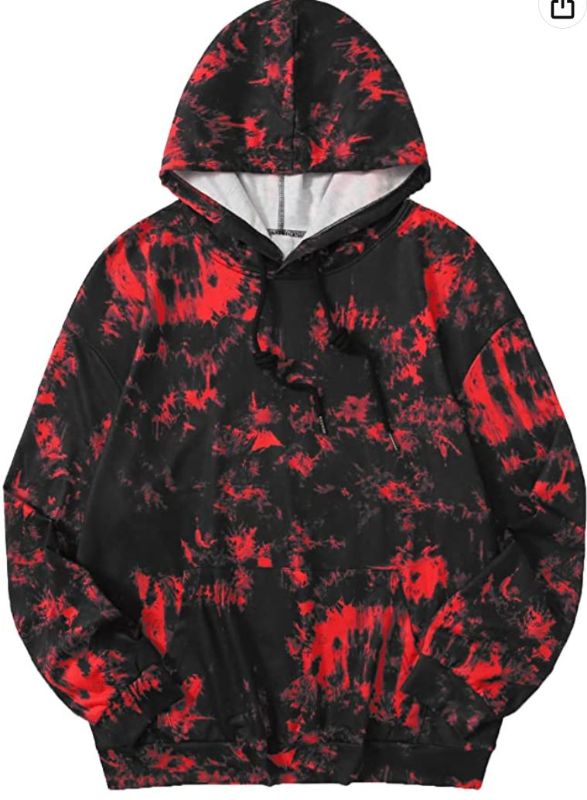 Photo 1 of Floerns Men's Tie Dye Drawstring Hoodie Long Sleeve Sweatshirt Pullover Tops XL
