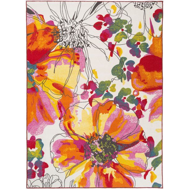 Photo 1 of World Rug Gallery Modern Bright Flowers Non-Slip Area Rug Multi
