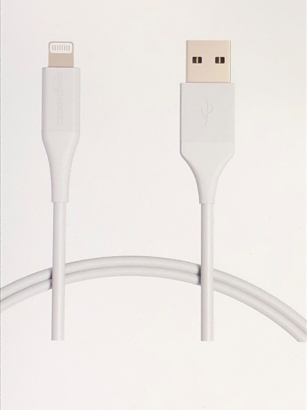 Photo 1 of Amazon Basics iPhone Charger Cable, ABS USB-A to Lightning, MFi Certified, for Apple iPhone, iPad, 10,000 Bend Lifespan - White, 3-Ft, 2-Pack
