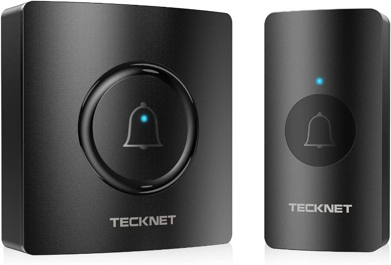 Photo 1 of TECKNET Wireless Doorbell?Waterproof Door Bell Chime Kit for Home Operating at 1000 Feet with 38 Melodies, 4 Volume Levels & LED Light Flash Door Chimes (Black)
