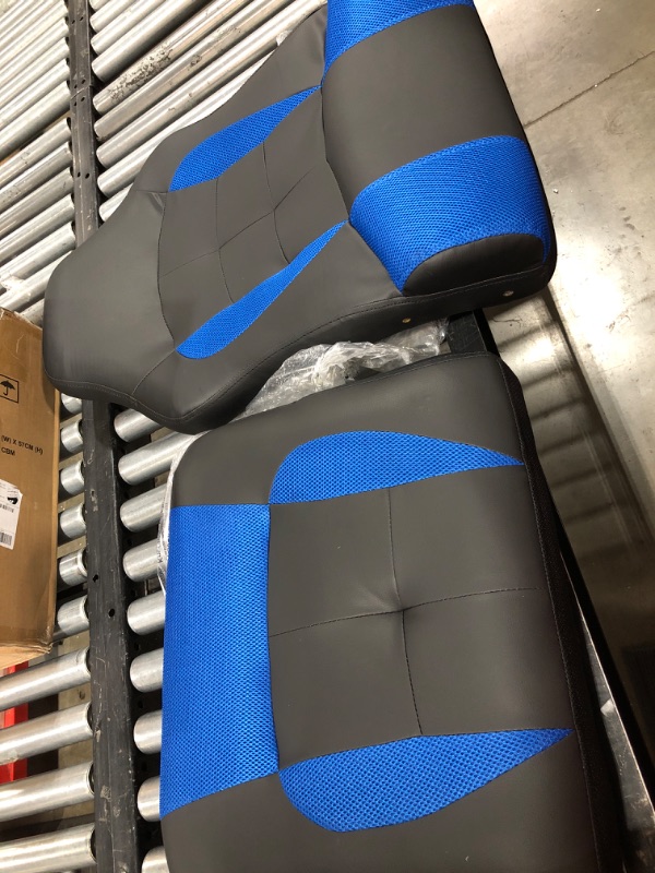 Photo 1 of blue and black leather and mesh gaming office chair 