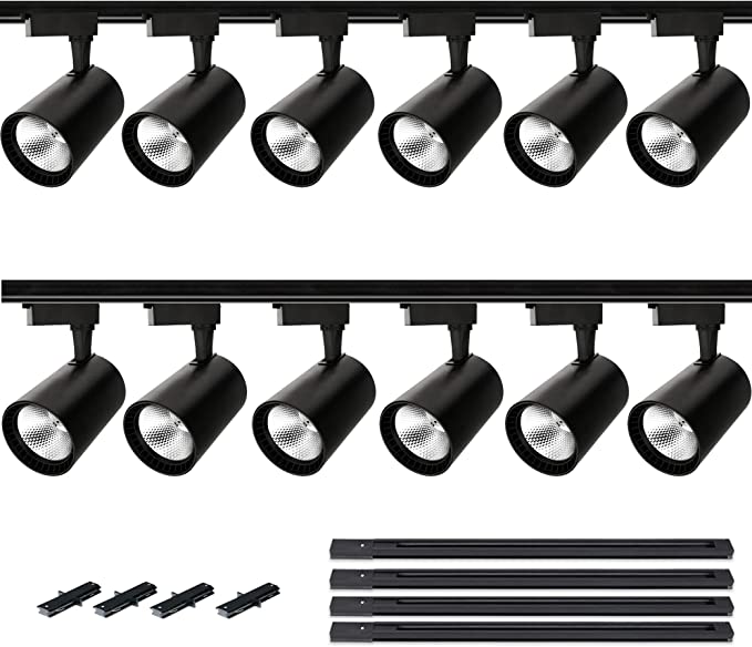 Photo 1 of 12 Packs Plug in LED (Include 13 Foot Track Rails )Doavis Track Lighting System 3000K Warm White .25w x 12 Track Lighting Heads for Accent Task Wall,Spot Light Ceiling Lighting Fixtures for Shop
