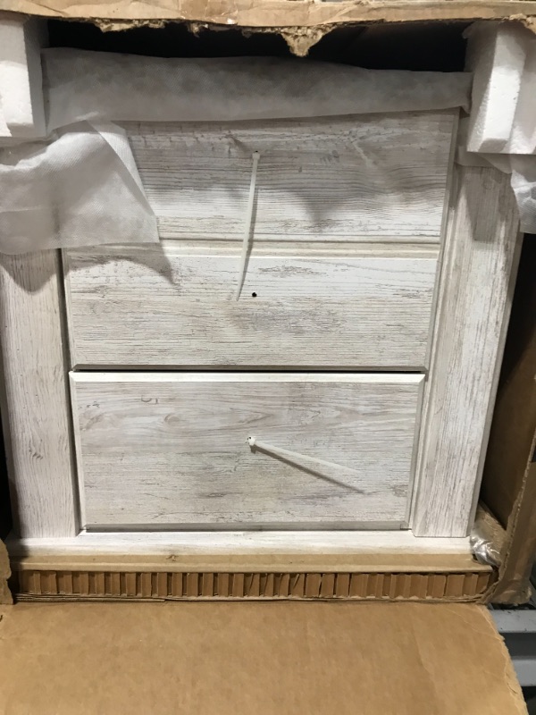 Photo 2 of Signature Design by Ashley Willowton Farmhouse 2 Drawer Nightstand with USB Charging Ports, Whitewash
