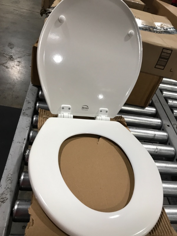 Photo 2 of Bemis Round Enameled Wood Toilet Seat in White with Easy•Clean? Hinge
