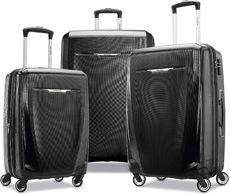 Photo 1 of Samsonite Winfield 3 DLX Hardside Expandable Luggage with Spinners, Black, Checked-Large 28-Inch
