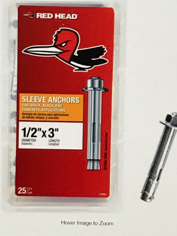 Photo 1 of 1/2 in. x 3 in. Steel Hex-Nut-Head Sleeve Anchors (25-Pack)
