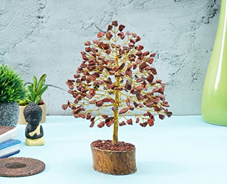 Photo 1 of Zaicus Red Jasper Tree of Life Stone Tree | Feng Shui Gifts | Chakra Tree | Gemstone Tree | Crystal Tree | Bonsai Money Tree for Handmade Tree Reiki Healing Home Decorations Golden Wire 10 Inch