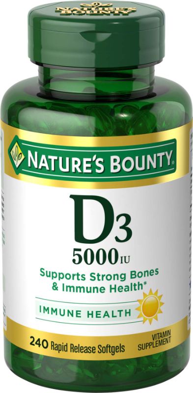 Photo 1 of 2 Nature's Bounty® Vitamin D3 125 Mcg (5000 IU), 480 Softgels BEST BY 11/24