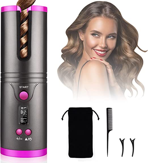 Photo 1 of Hair Curler, Nityrliv Hair Curling Iron Cordless Automatic Curler Silky Curls Fast Heating Wireless Auto Curler with Timer Setting 