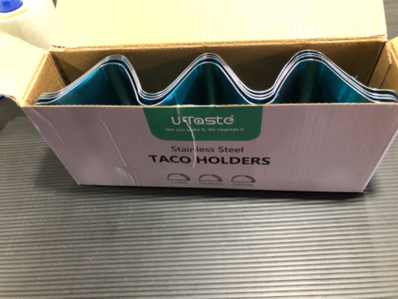 Photo 2 of 18/8 Stainless Steel Taco Holders: U-Taste Soft Hard Taco Shell Rack Oven Safe Metal Corn Tortilla Serving Tray Plates Stand Set with Handle and Rounded Curves (Set of 4)
