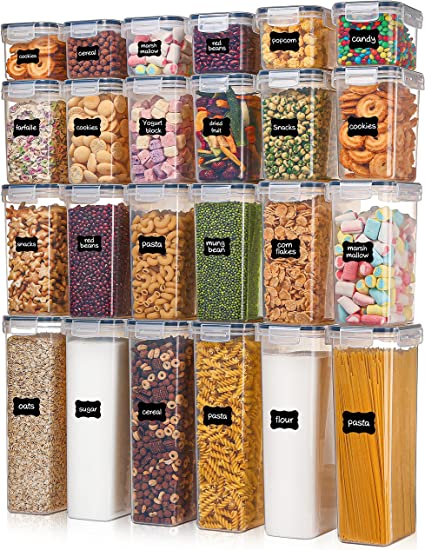 Photo 1 of Airtight Food Storage Containers with Lids, Vtopmart 24 pcs Plastic Kitchen and Pantry Organization Canisters for Cereal, Dry Food, Flour and Sugar, BPA Free