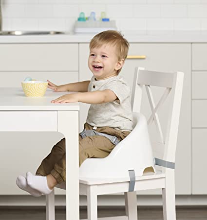 Photo 1 of egalo Baby Basics™ Booster Seat, White, Three-Point Safety Harness, Easily Wipeable, Sturdy & Durable Plastic