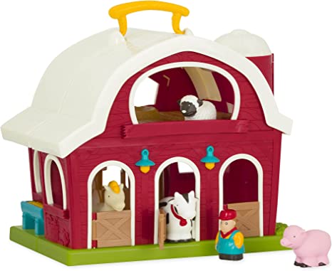 Photo 2 of Battat – Big Red Barn – Animal Farm Playset for Toddlers 18M+ (6Piece), Dark Red, 13.5" Large x 9" W x 12" H