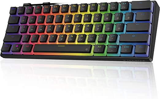 Photo 1 of Tezarre TK61 60% Hotswap Mechanical Gaming Keyboard with PBT Pudding Keycaps,RGB Backlit Wired USB Optical Switches Keyboards Full Keys Programmable for Windows MAC PC Gamers (Gateron Optical Blue)