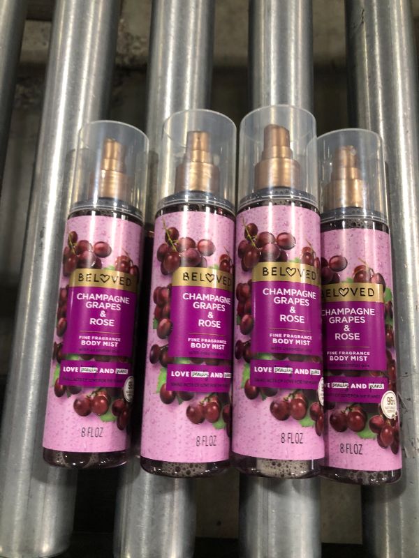 Photo 2 of 4 pack - Beloved Women's Champagne Grapes & Rose Fine Fragrance Body Mist - 8 fl oz

