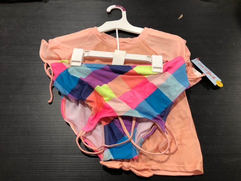 Photo 1 of Girls' Hello 3pc Tie-Front Cropped Short Sleeve Bikini Rash Guard Set - Cat & Jack™ XXL