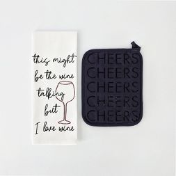 Photo 1 of 2pk Pot Holder & Dish Towel Wine Talking - Bullseye's Playground™

