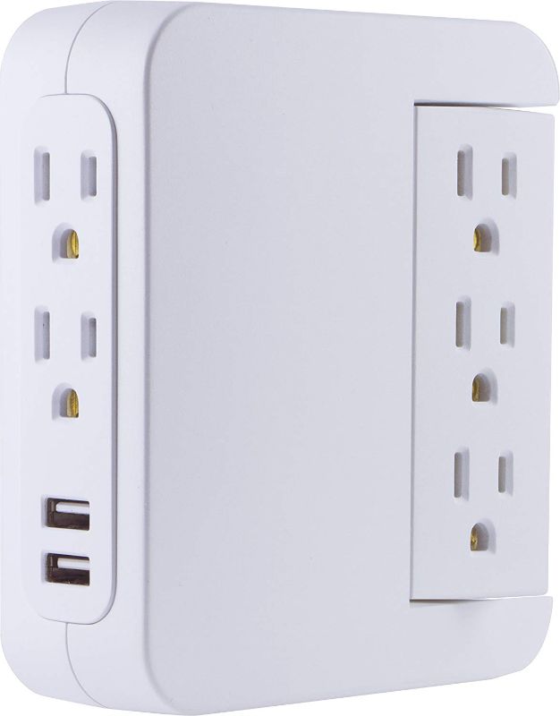 Photo 1 of 5-Outlet 2 USB Swivel Side-Access Surge Protector Tap
