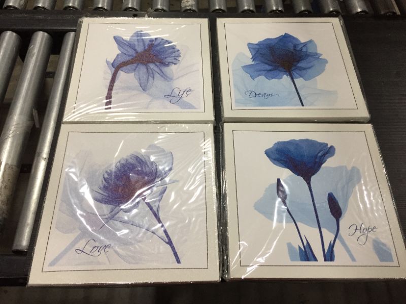 Photo 1 of Blue Flower 4 Panel Picture Frames 