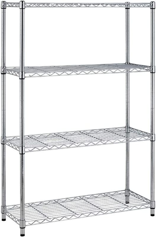 Photo 1 of 14" D x 36" W x 54" H 4 Tier Adjustable Metal Shelf Wire Shelving Unit Storage 1000LBS Capacity for Restaurant Garage Pantry Kitchen Garage Rack (14" D x 36" W x 54" H, Chrome)
