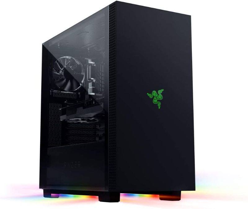 Photo 1 of Razer Tomahawk ATX Mid-Tower Gaming Case: Dual-Sided Tempered Glass Swivel Doors, Ventilated Top Panel, Chroma RGB Underglow Lighting, Built-in Cable Management, Classic Black
