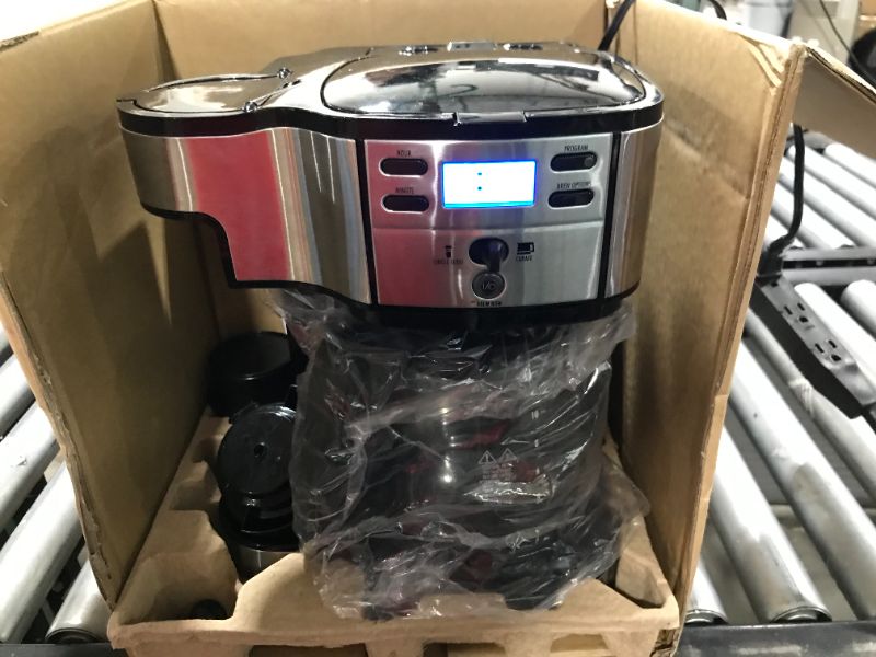 Photo 4 of Hamilton Beach 2-Way Brewer Single Serve Coffee Maker and Full 12 Cup Coffee Pot Stainless Steel and Black Programmable 49980A
