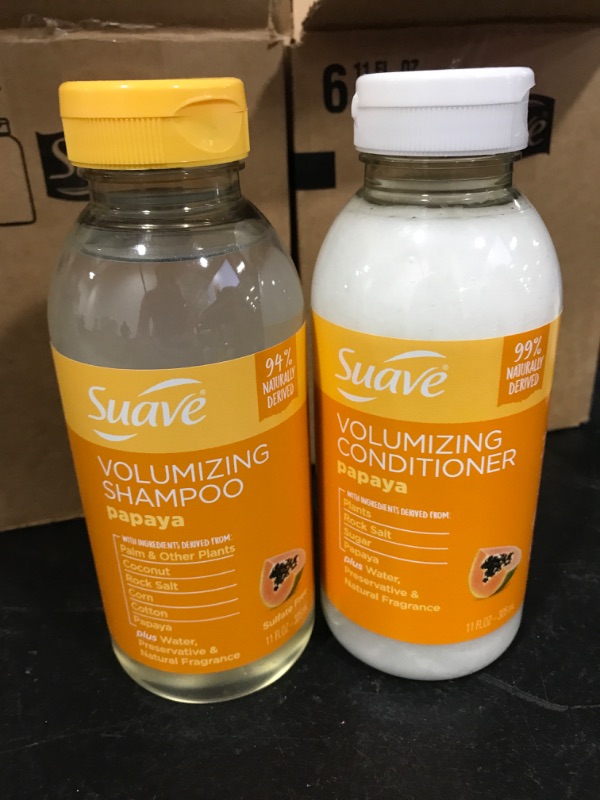 Photo 3 of (12 PACK) Suave Naturally Derived Papaya Volumizing Shampoo and conditioner  - 11 fl oz

