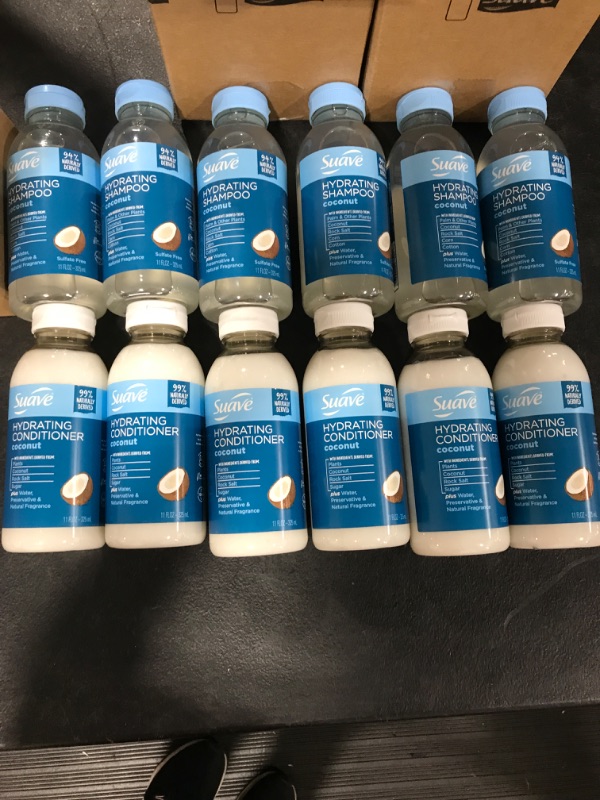 Photo 1 of (12 PACK) Suave Naturally Derived Coconut Hydrating shampoo & Conditioner - 11 fl oz

