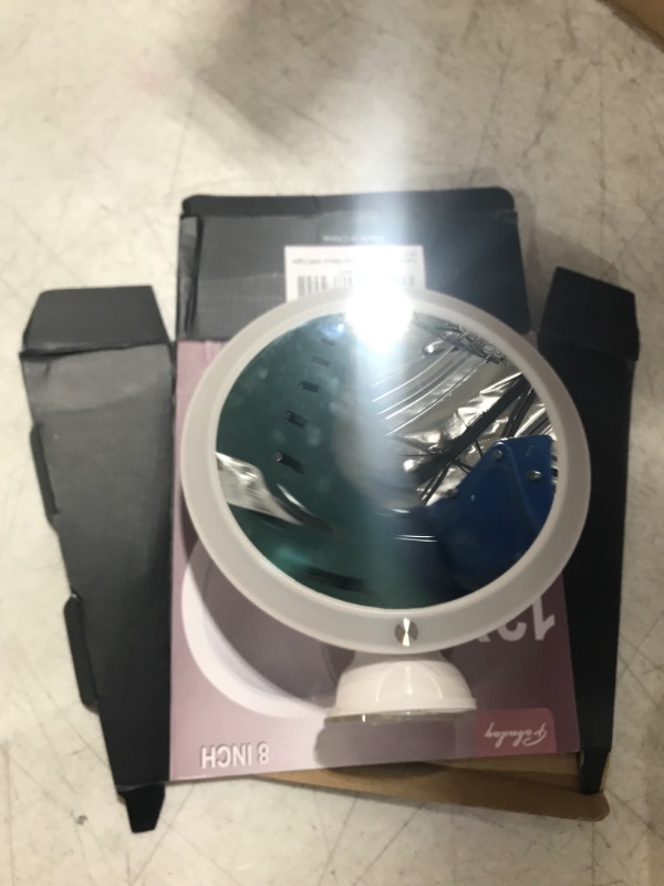 Photo 1 of 12X Magnifying Mirror with Light, Fabuday Lighted Makeup Mirror with Magnification, 8 Inch Led Travel Mirror with Suction Cup for Bathroom, Dual Power Supply, Brightness Adjustable
