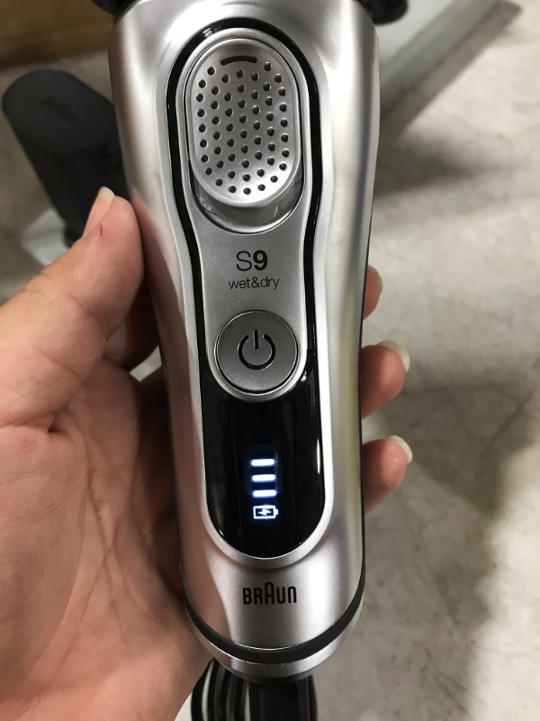 Photo 2 of Braun Electric Razor for Men, Waterproof Foil Shaver, Series 9 9390cc, Wet & Dry Shave, With Pop-Up Beard Trimmer for Grooming, Cleaning & Charging SmartCare Center and Leather Travel Case, Silver
