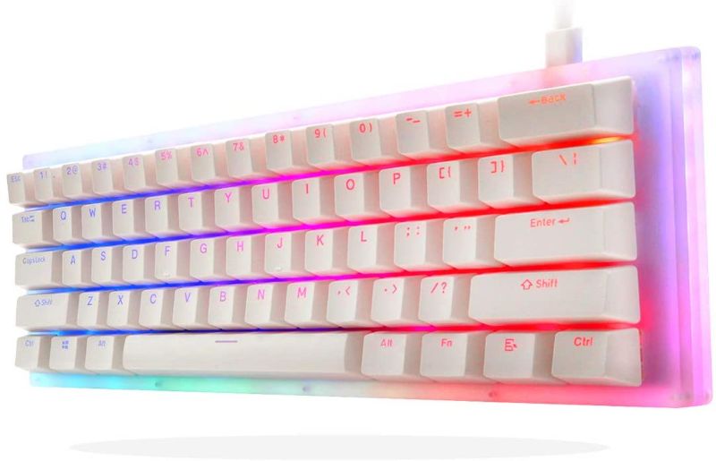 Photo 1 of XVX Womier K61 60% Mechanical Keyboard, Hot Swappable Keyboard, Gateron Switch Dual RGB Backlit Compact 61 Keys for PC PS4 Xbox (White,Blue Switch)
