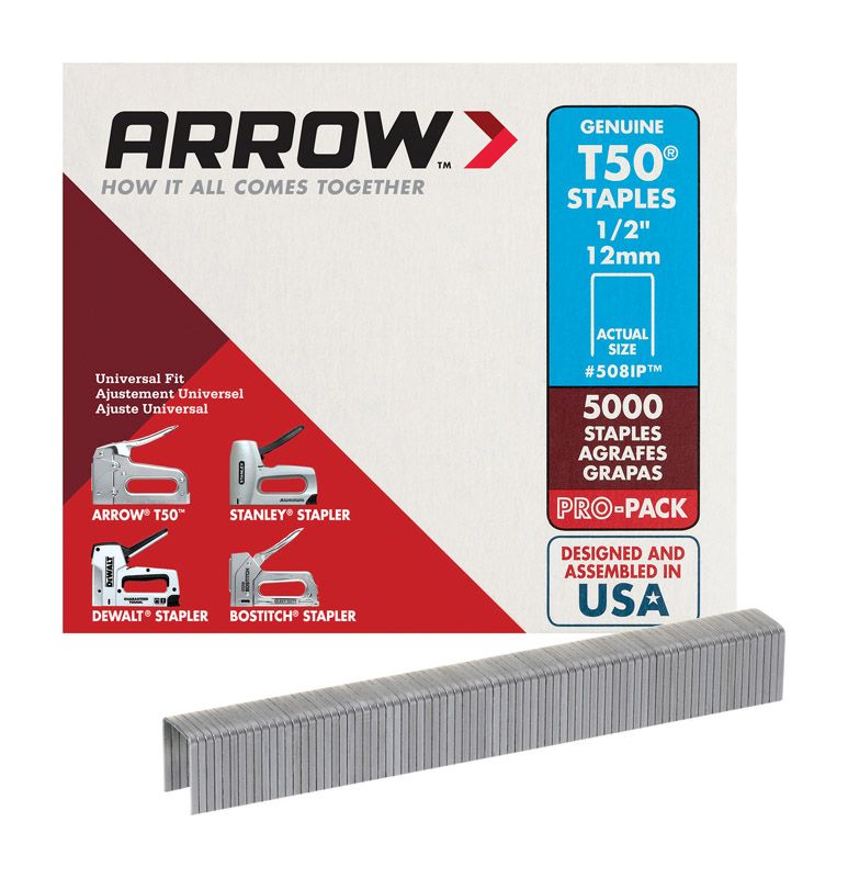 Photo 1 of Arrow 1/2 Inch T50 - 5 000 Count Chisel Point Galvanized Steel Staples
