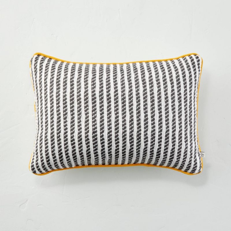 Photo 1 of 14" X 20" Ticking Stripe Indoor/Outdoor Lumbar Throw Pillow - Hearth & Hand™ with Magnolia
