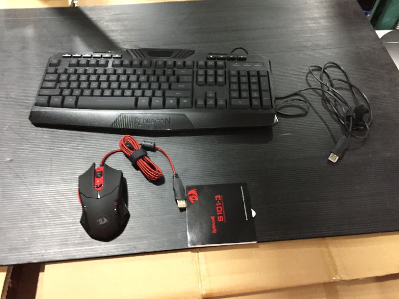 Photo 2 of Redragon S101 Wired Gaming Keyboard and Mouse Combo RGB Backlit Gaming Keyboard with Multimedia Keys Wrist Rest and Red Backlit Gaming Mouse 3200 DPI for Windows PC Gamers (Black)
