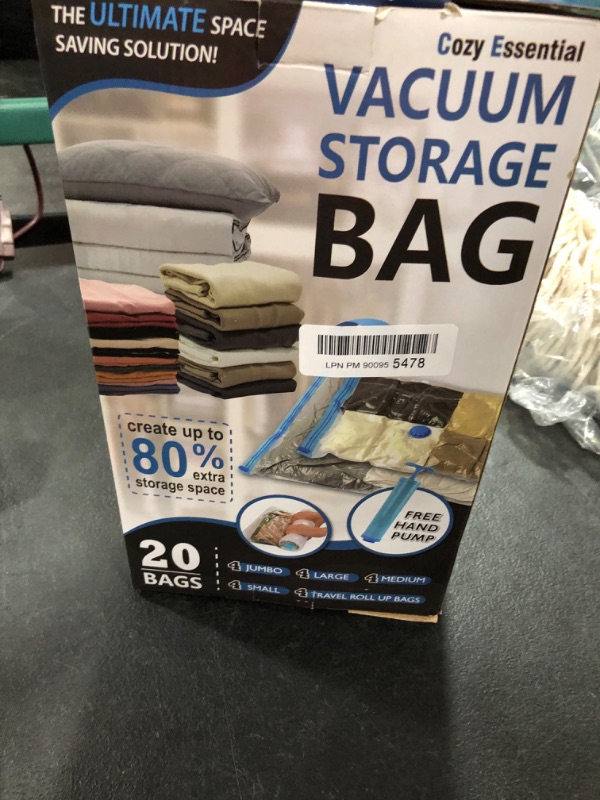 Photo 2 of 20 Pack Vacuum Storage Bags, Space Saver Bags (4 Jumbo/4 Large/4 Medium/4 Small/4 Roll) Compression Storage Bags for Comforters and Blankets, Vacuum Sealer Bags for Clothes Storage, Hand Pump Included
